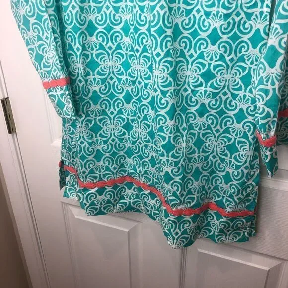 Vineyard Vines turquoise blue and white long sleeve tunic top dress size small - Picture 6 of 12